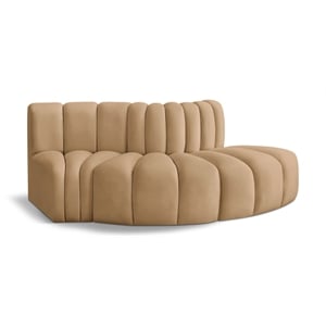 Bowery Hill Contemporary Soft Camel Velvet Modular Sectional