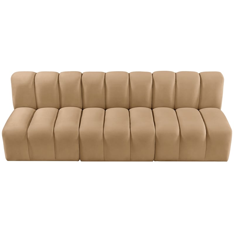 Bowery Hill Contemporary Soft Camel Velvet Modular Sectional