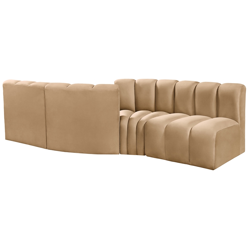 Bowery Hill Contemporary Soft Camel Velvet Modular Sectional