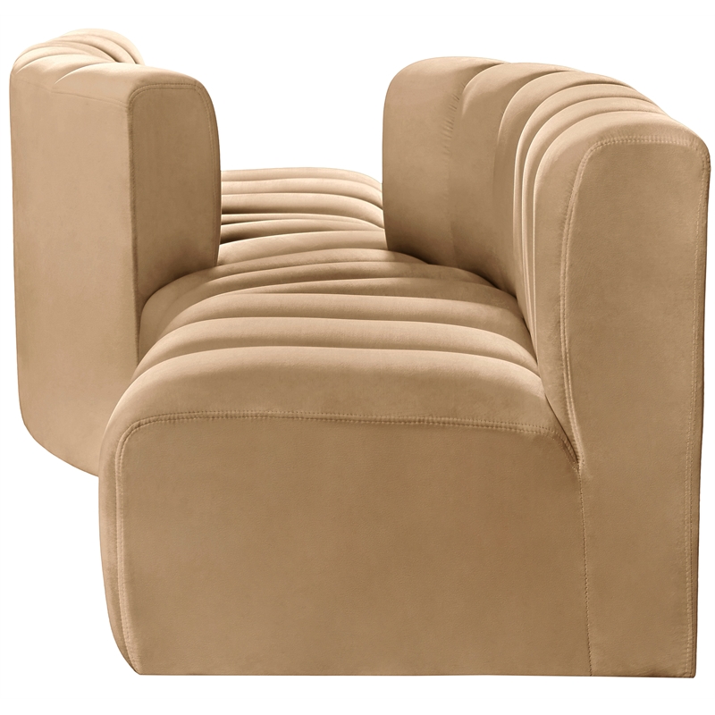 Bowery Hill Contemporary Soft Camel Velvet Modular Sectional