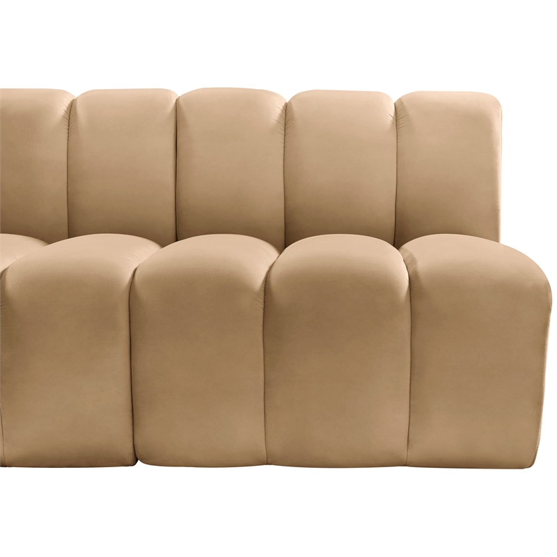 Bowery Hill Contemporary Soft Camel Velvet Modular Sectional