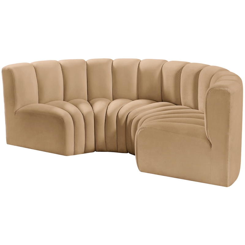 Bowery Hill Contemporary Soft Camel Velvet Modular Sectional