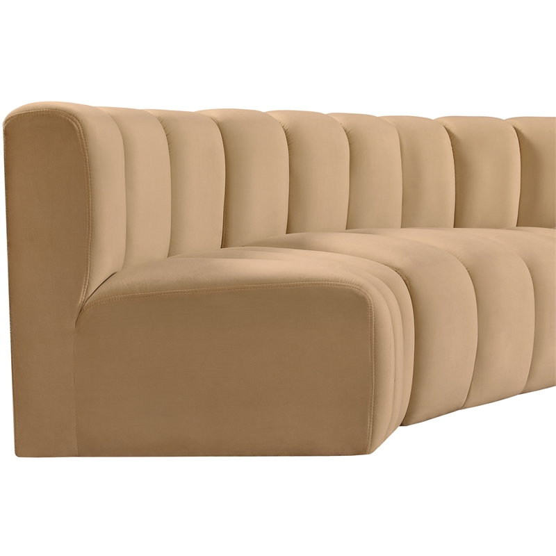 Bowery Hill Contemporary Soft Camel Velvet Modular Sectional