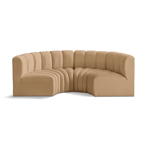 Bowery Hill Contemporary Soft Camel Velvet Modular Sectional