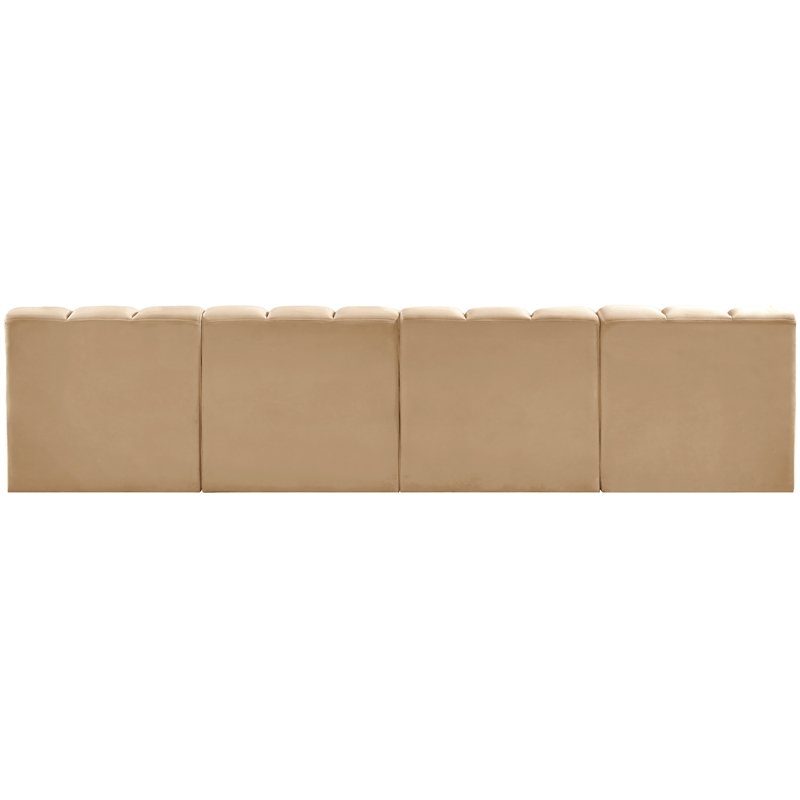 Bowery Hill Contemporary Soft Camel Velvet Modular Sectional