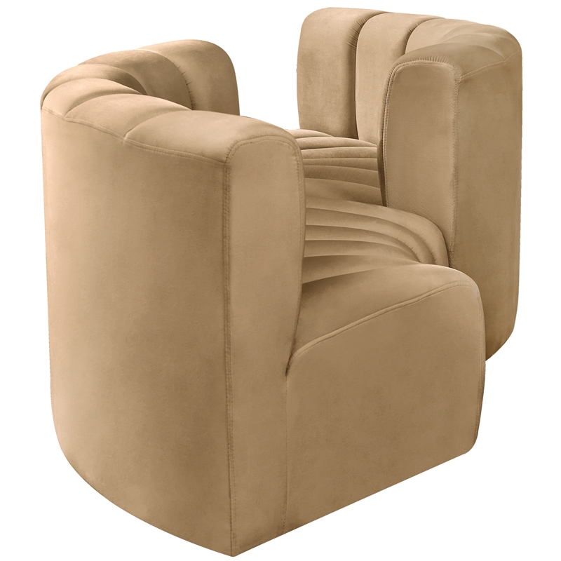 Bowery Hill Contemporary Soft Camel Velvet Modular Sectional