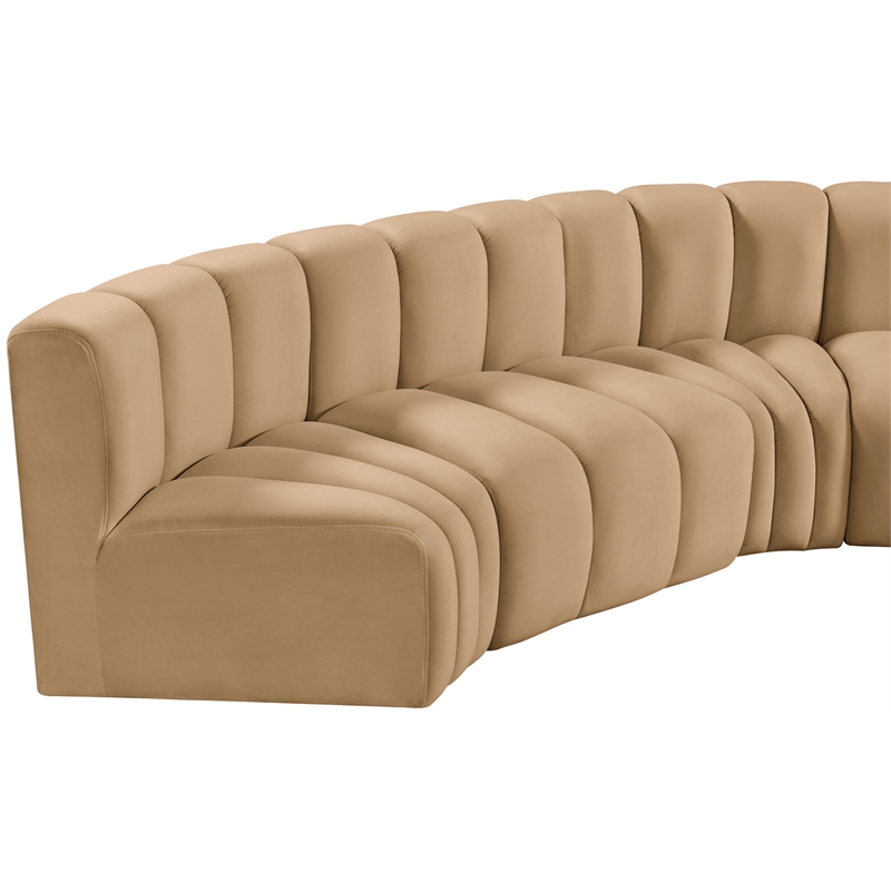 Bowery Hill Contemporary Soft Camel Velvet Modular Sectional