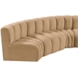 Bowery Hill Contemporary Soft Camel Velvet Modular Sectional