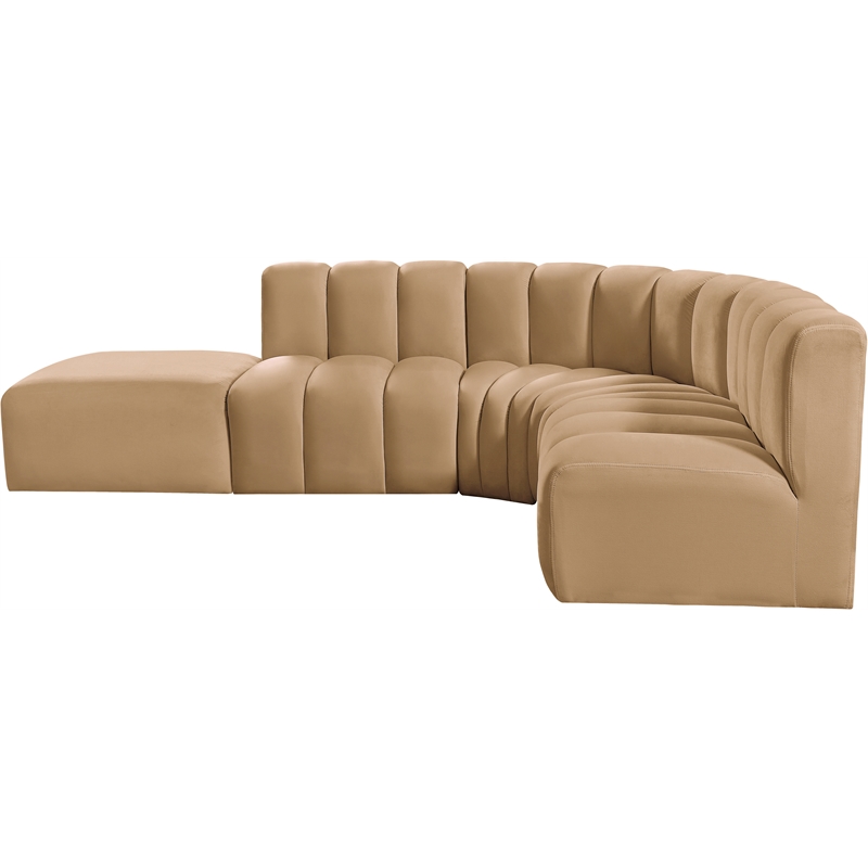 Bowery Hill Contemporary Soft Camel Velvet Modular Sectional