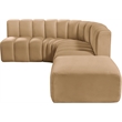Bowery Hill Contemporary Soft Camel Velvet Modular Sectional