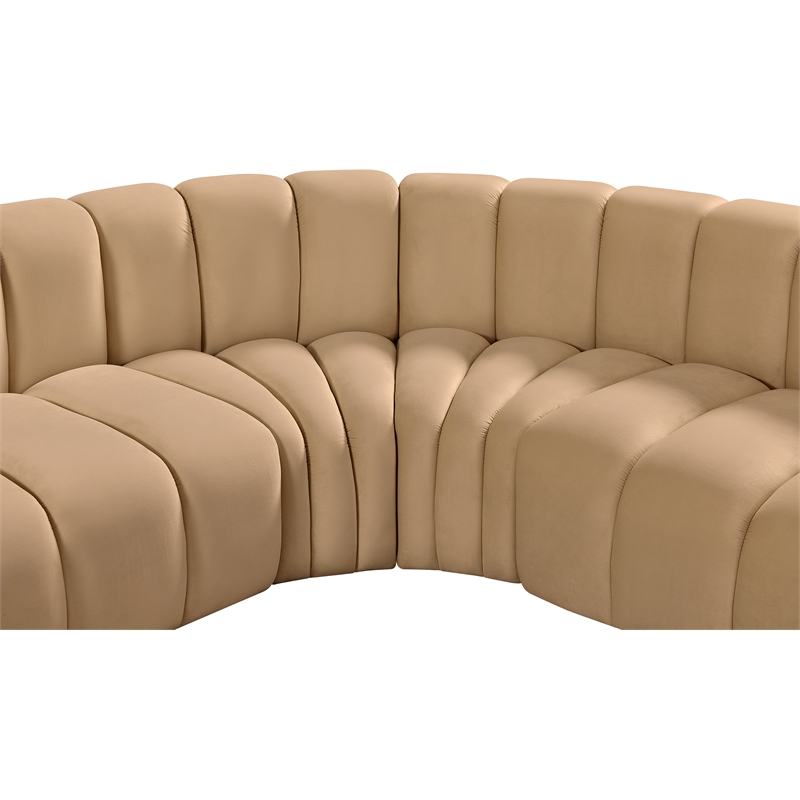 Bowery Hill Contemporary Soft Camel Velvet Modular Sectional