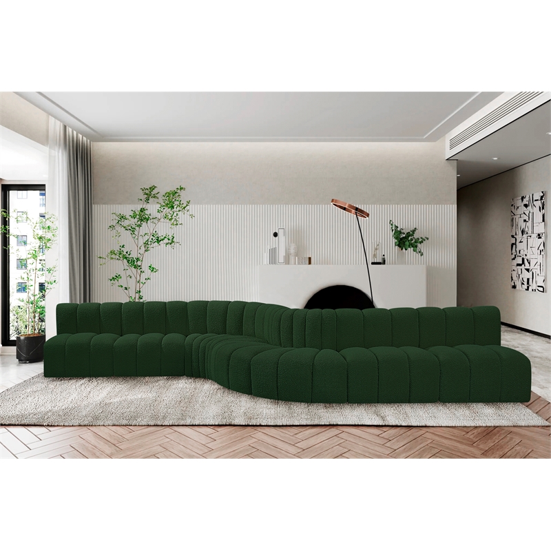Bowery Hill Contemporary Green Boucle Fabric Modular Sectional