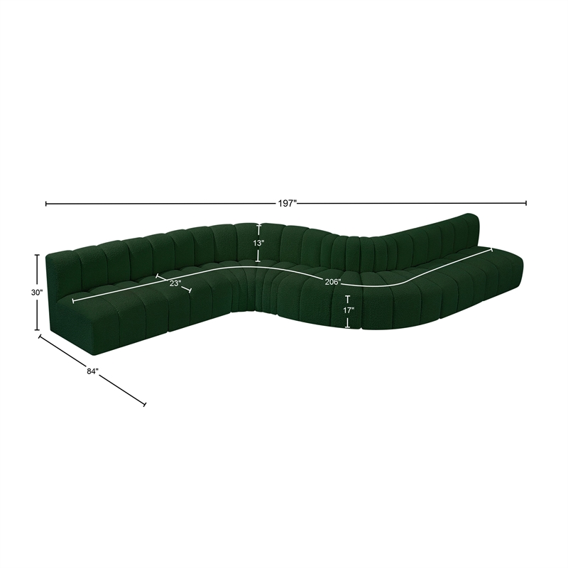 Bowery Hill Contemporary Green Boucle Fabric Modular Sectional
