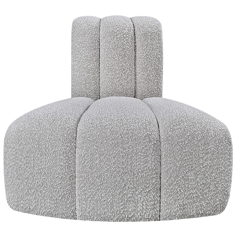 Bowery Hill Contemporary Rich Grey Boucle Fabric Reverse Corner