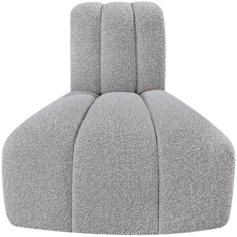 Bowery Hill Contemporary Rich Grey Boucle Fabric Reverse Corner