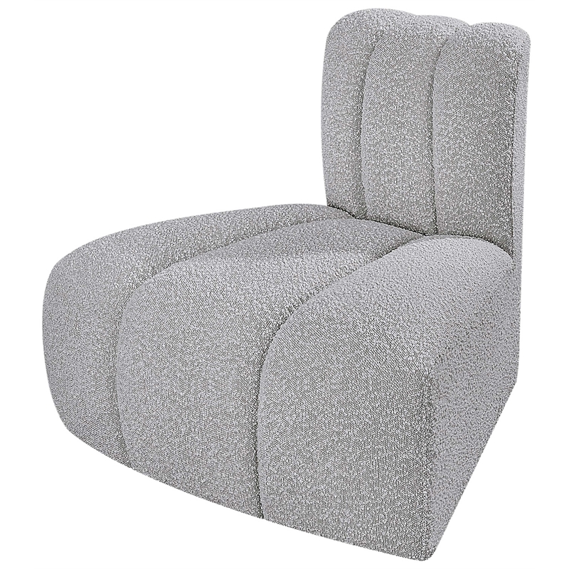 Bowery Hill Contemporary Rich Grey Boucle Fabric Reverse Corner