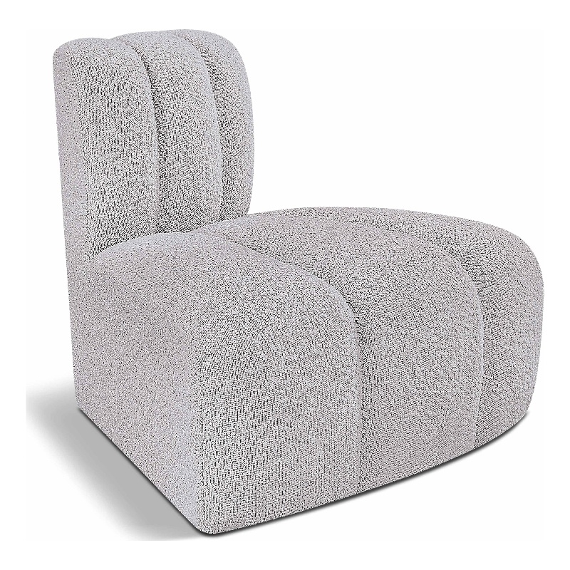 Bowery Hill Contemporary Rich Grey Boucle Fabric Reverse Corner