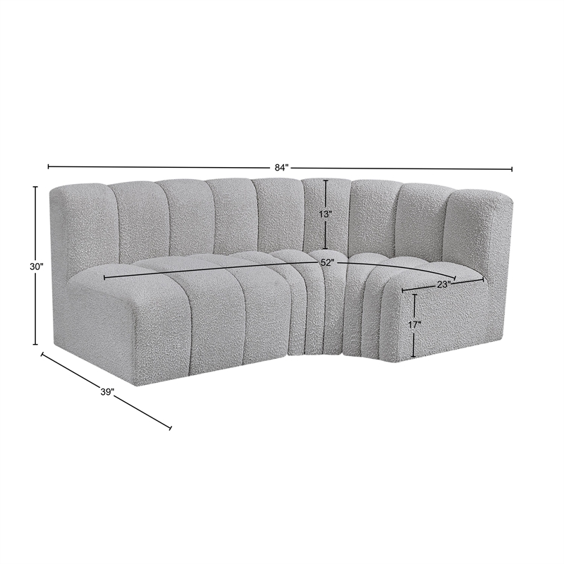 Bowery Hill Contemporary Grey Boucle Fabric Modular Sectional
