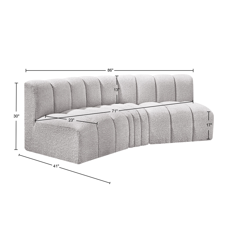 Bowery Hill Contemporary Grey Boucle Fabric Modular Sectional