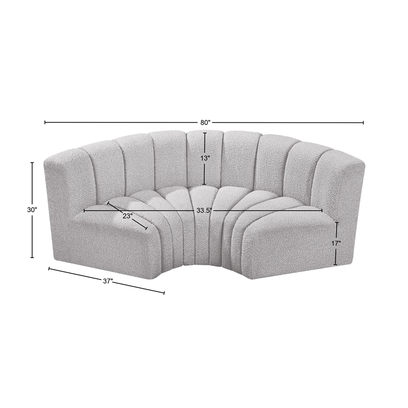 Bowery Hill Contemporary Grey Boucle Fabric Modular Sectional