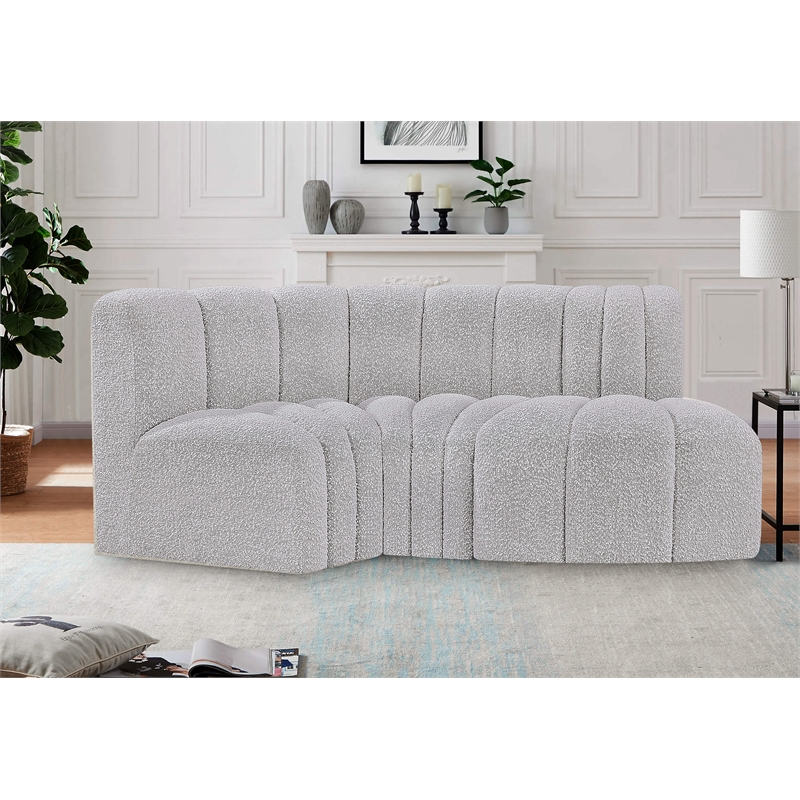 Bowery Hill Contemporary Grey Boucle Fabric Modular Sectional