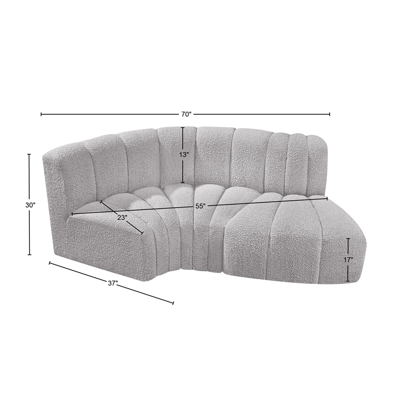 Bowery Hill Contemporary Grey Boucle Fabric Modular Sectional