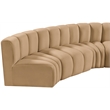 Bowery Hill Contemporary Soft Camel Velvet Modular Sectional