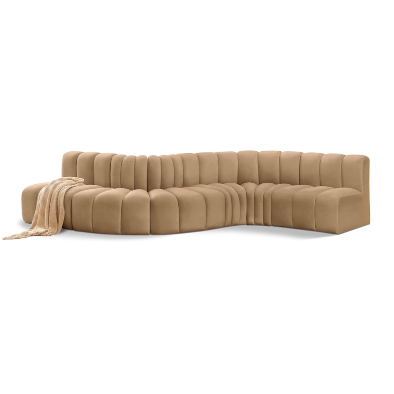 Bowery Hill Contemporary Soft Camel Velvet Modular Sectional