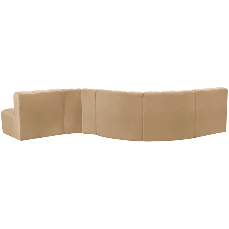 Bowery Hill Contemporary Soft Camel Velvet Modular Sectional