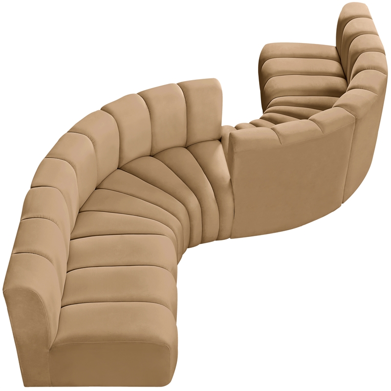 Bowery Hill Contemporary Soft Camel Velvet Modular Sectional