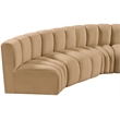 Bowery Hill Contemporary Soft Camel Velvet Modular Sectional