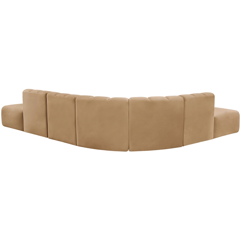 Bowery Hill Contemporary Soft Camel Velvet Modular Sectional