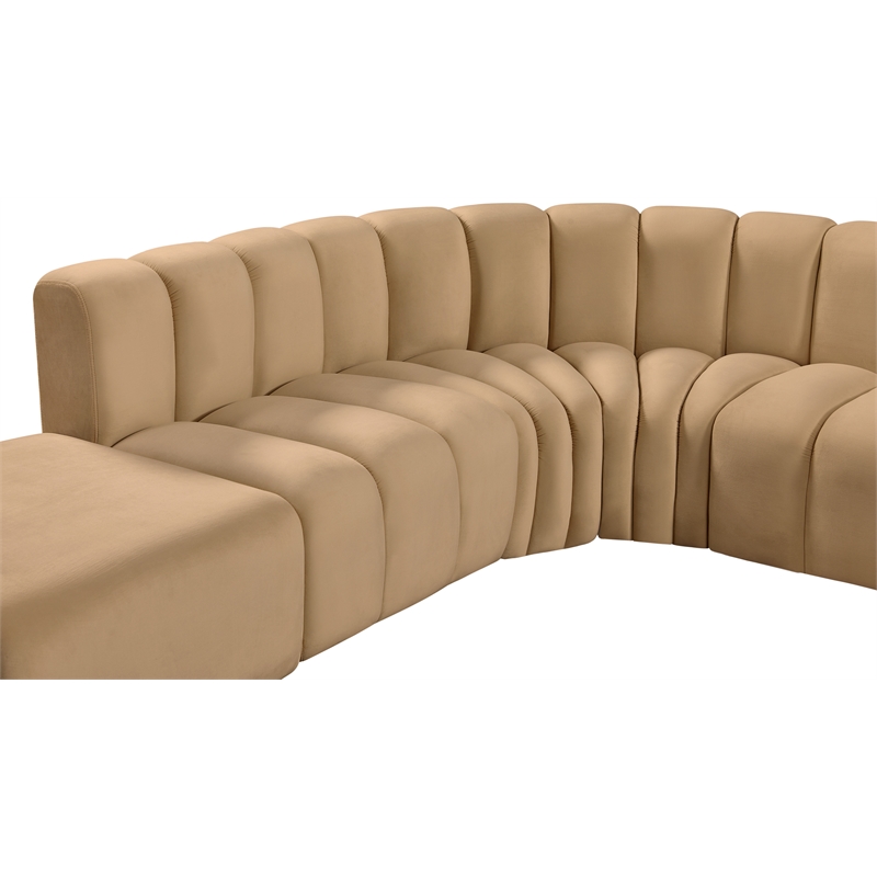 Bowery Hill Contemporary Soft Camel Velvet Modular Sectional