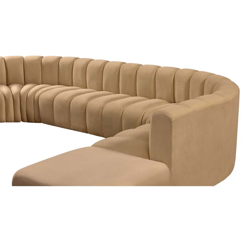 Bowery Hill Contemporary Soft Camel Velvet Modular Sectional