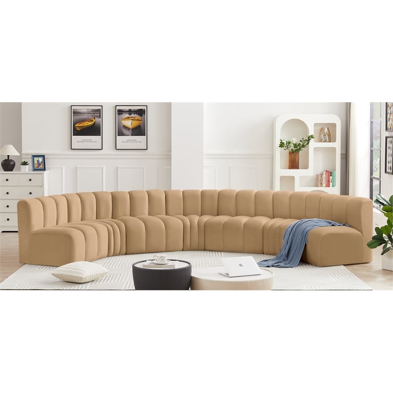 Bowery Hill Contemporary Soft Camel Velvet Modular Sectional