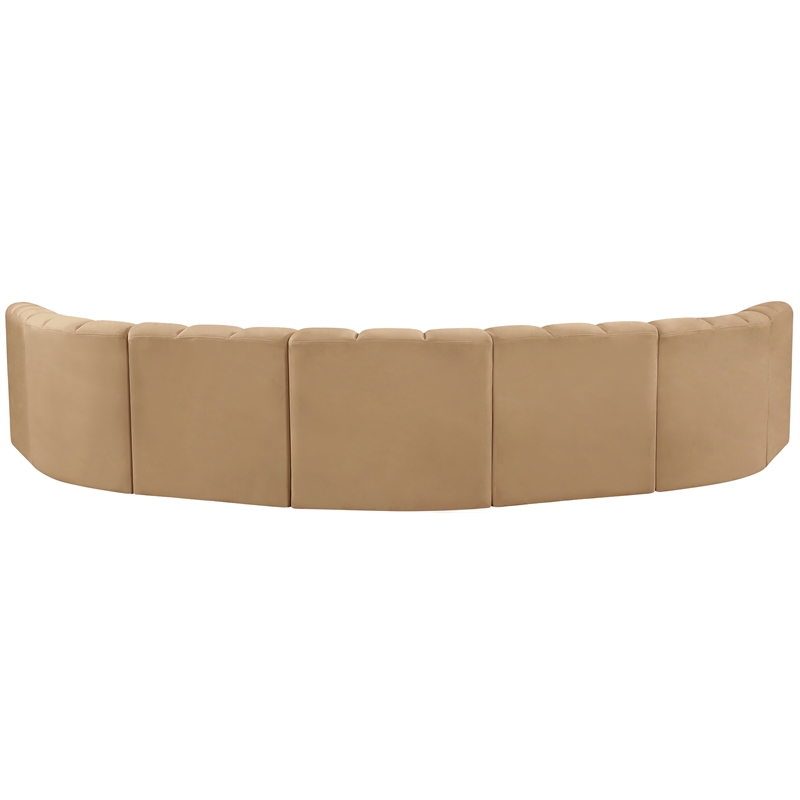 Bowery Hill Contemporary Soft Camel Velvet Modular Sectional
