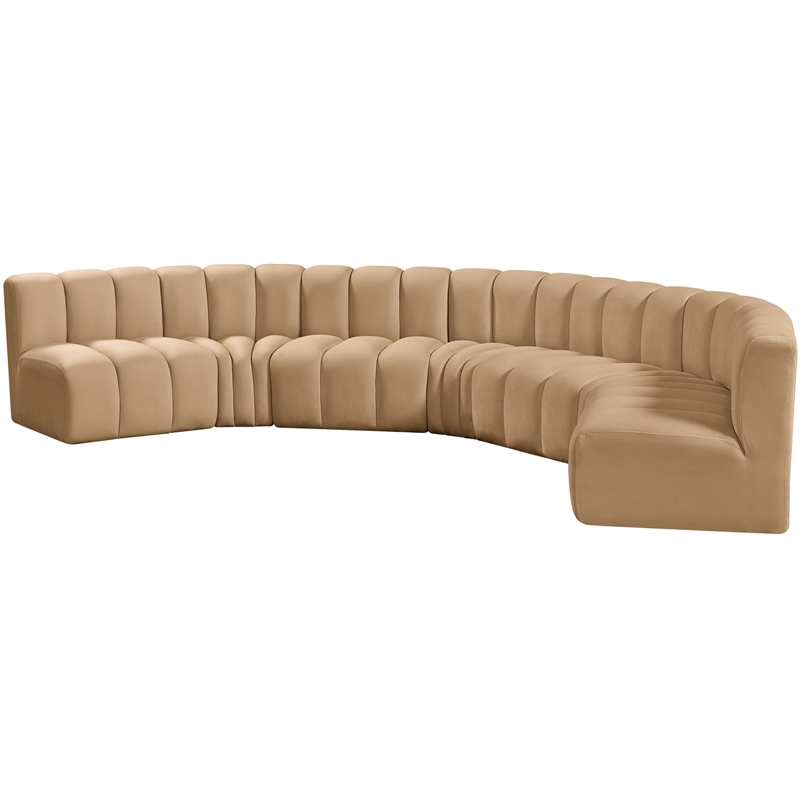Bowery Hill Contemporary Soft Camel Velvet Modular Sectional