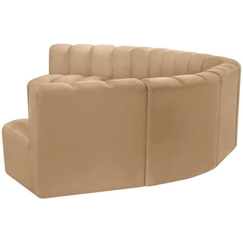 Bowery Hill Contemporary Soft Camel Velvet Modular Sectional