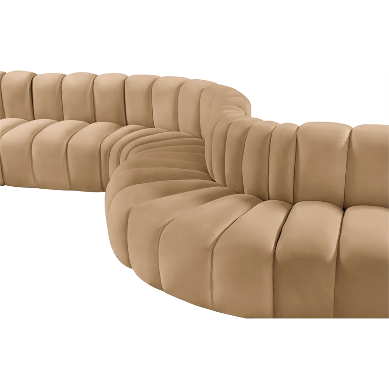 Bowery Hill Contemporary Soft Camel Velvet Modular Sectional