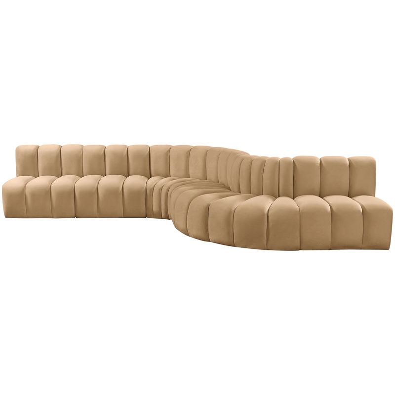 Bowery Hill Contemporary Soft Camel Velvet Modular Sectional