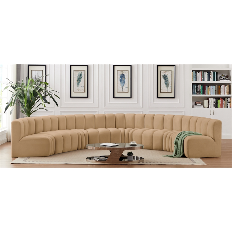 Bowery Hill Contemporary Soft Camel Velvet Modular Sectional