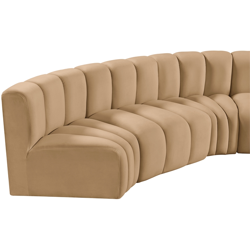 Bowery Hill Contemporary Soft Camel Velvet Modular Sectional