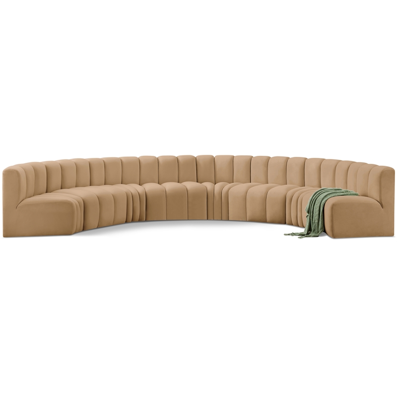 Bowery Hill Contemporary Soft Camel Velvet Modular Sectional