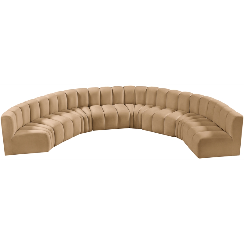 Bowery Hill Contemporary Soft Camel Velvet Modular Sectional