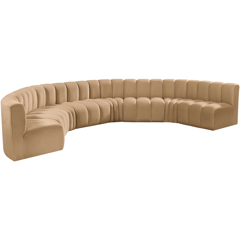 Bowery Hill Contemporary Soft Camel Velvet Modular Sectional