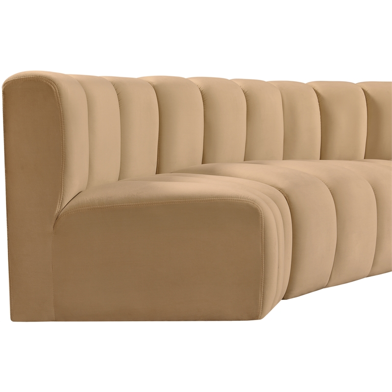 Bowery Hill Contemporary Soft Camel Velvet Modular Sectional