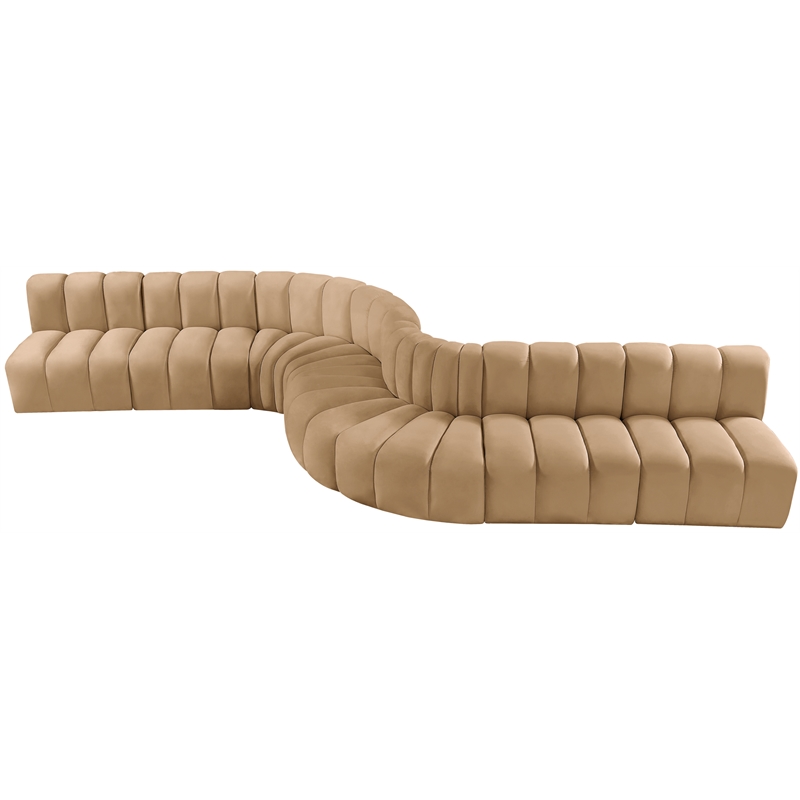 Bowery Hill Contemporary Soft Camel Velvet Modular Sectional