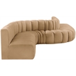 Bowery Hill Contemporary Soft Camel Velvet Modular Sectional