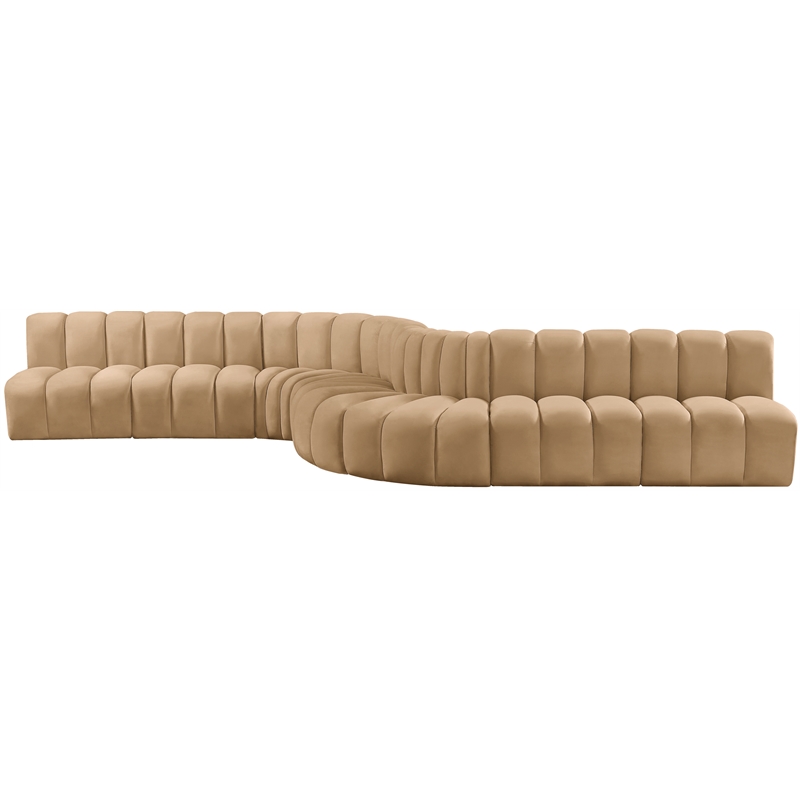 Bowery Hill Contemporary Soft Camel Velvet Modular Sectional