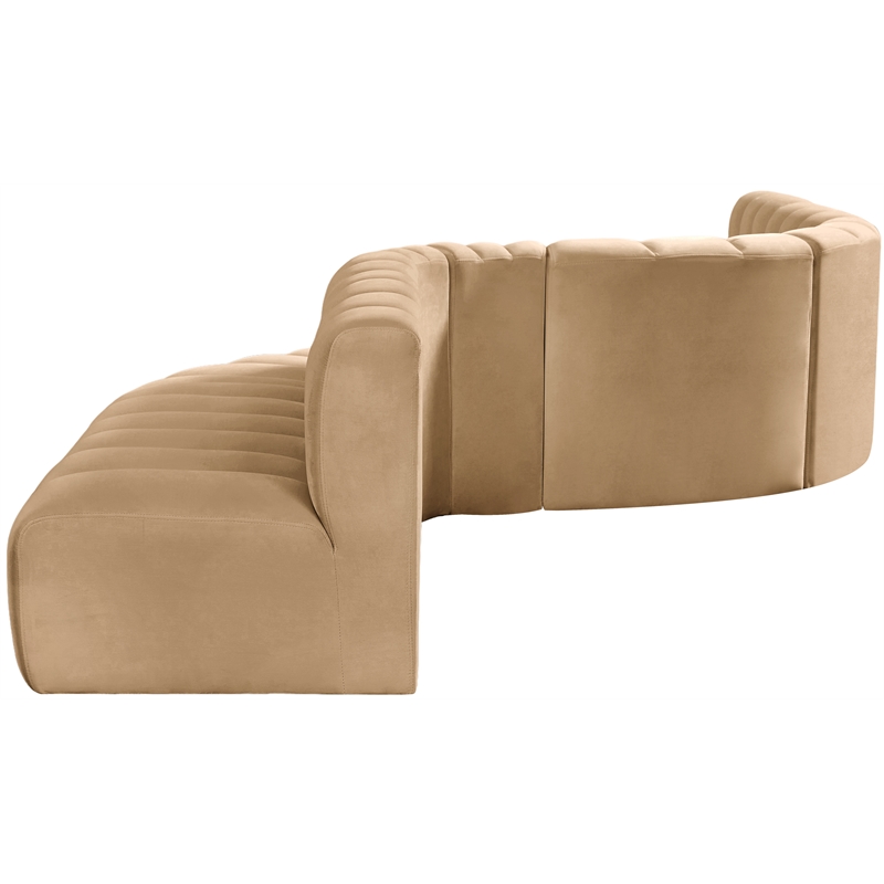 Bowery Hill Contemporary Soft Camel Velvet Modular Sectional